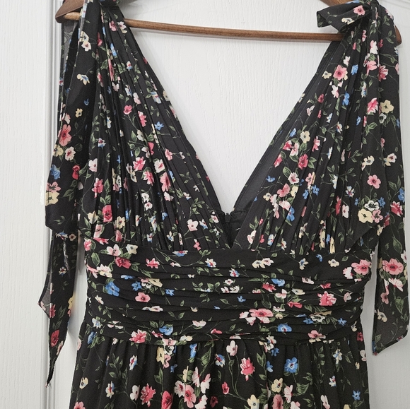 MAC DUGGAL Black Floral Sleeveless Tie Bows 50657 DRESS Sz 6 NWT - Picture 4 of 11